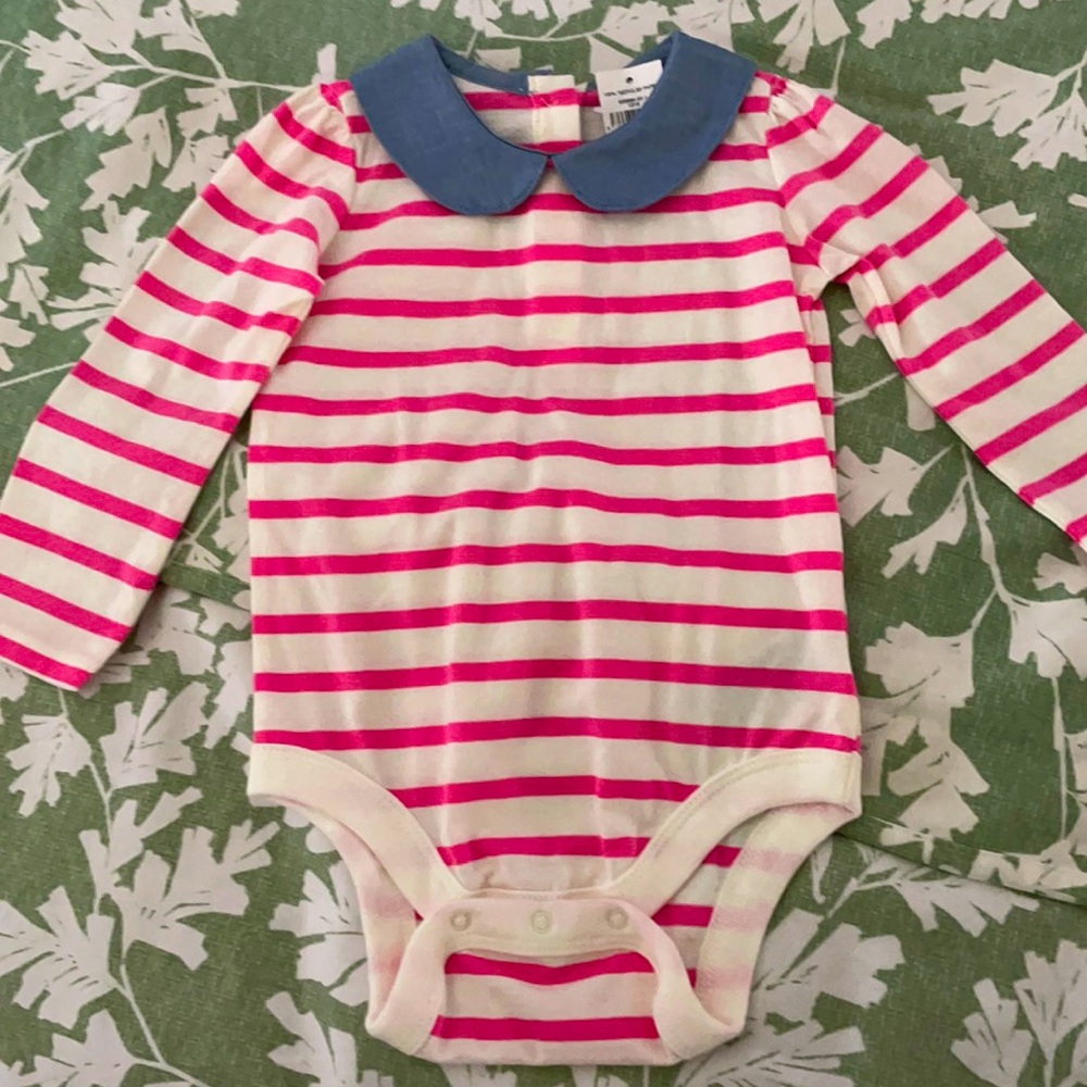 Baby Girl onesie from Baby Gap. Long sleeve, in pink and white with collar